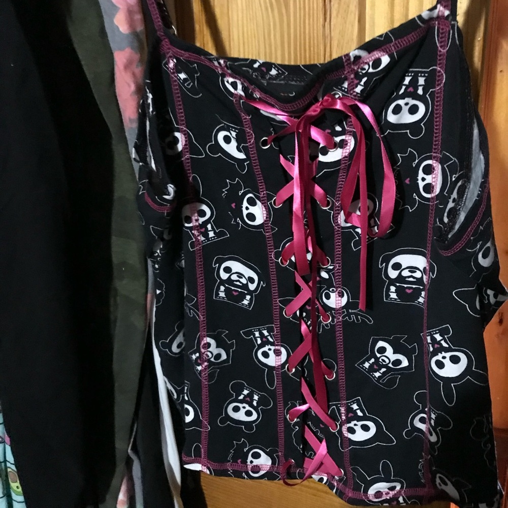 Animal Black and Pink Camisole with Skull Print